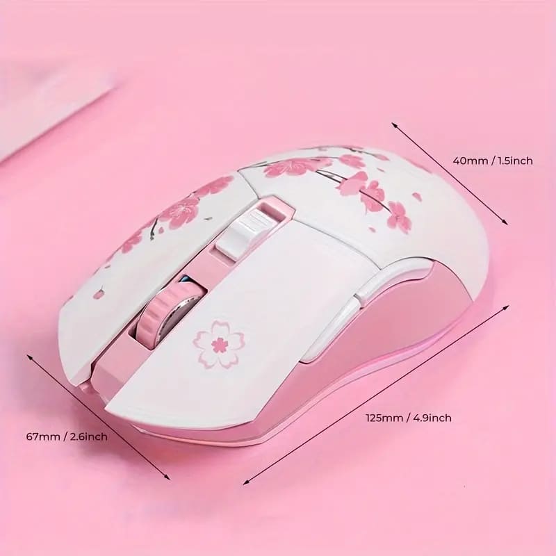 Sakura-Themed Wireless Gaming Mouse